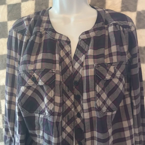 Duluth Trading Co Women’s Purple Plaid Long Sleeve Flannel Shirt Size L/Large - Picture 3 of 10